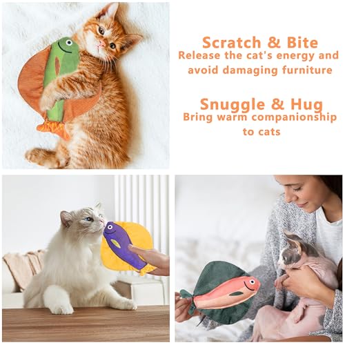 Soft Catnip Toys Fish, 3 Pack Crinkle Sound Cat Toys, Interesting Indoor Cat Kicker Toys, Durable and Highly Interactive Catnip Toys (Flatfish) - color: Flatfish