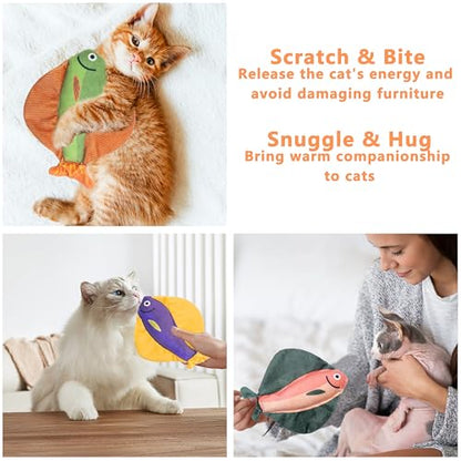 Soft Catnip Toys Fish, 3 Pack Crinkle Sound Cat Toys, Interesting Indoor Cat Kicker Toys, Durable and Highly Interactive Catnip Toys (Flatfish) - color: Flatfish