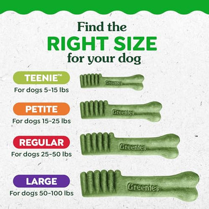 Greenies Veterinarian-Recommended Adult Natural Dental Dog Treats Teenie Size, Original Flavor, (4) 65 ct Packs (260 Treats) - size: 260 Count (Pack of 1)