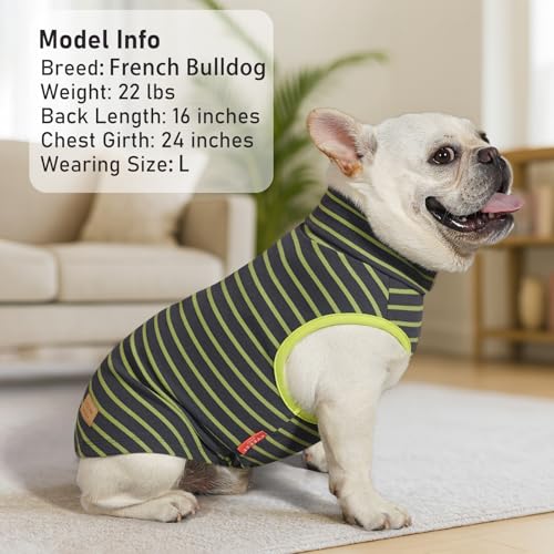 KYEESE 2Pack Dog Sweater Stretchy Dogs Clothes Soft Pets Clothes Warm Pet Coats Dog Sweaters for Small Dogs Male Turtleneck Small Pet Sweaters Pullover Pets Sweatshirt - color: 4# Stripe+Green, size: Large (12-18lbs)