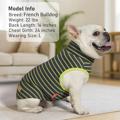 KYEESE 2Pack Dog Sweater Stretchy Dogs Clothes Soft Pets Clothes Warm Pet Coats Dog Sweaters for Small Dogs Male Turtleneck Small Pet Sweaters Pullover Pets Sweatshirt - color: 4# Stripe+Green, size: Large (12-18lbs)
