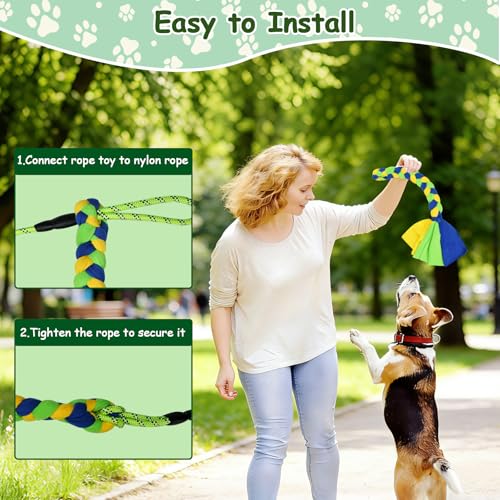 Flirt Pole for Dogs Heavy Duty, Interactive Chase & Tug of War Teaser Wand with Detachable Replacement Knot Ball and Rope Chewing Toys Flirt Stick for Small Medium Large Dogs Exercise & Training - color: green