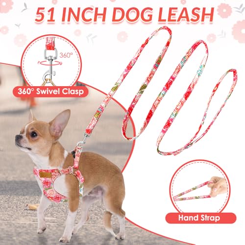 Lukovee Puppy Harness and Leash Set, No Pull Lightweight Soft Suede Adjustable Pet Harness Vest with Snap Buckle for Puppy Small and Medium Size Dog (Pink Rose, S) - color: Pink Rose, size: Small ( 9-17.5lb )