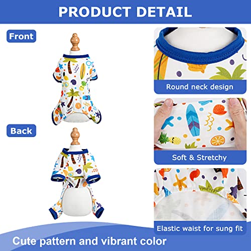 Dog Pajamas Pjs Fall Summer Dog Clothes for Small Dogs Girl - Boy - Medium Size Dogs, Soft Stretchy Puppy Clothes Doggie Onesies Cat Pet Jammies Outfit (Beach, X-Small) - color: Beach, size: X-Small（1-2 lb)