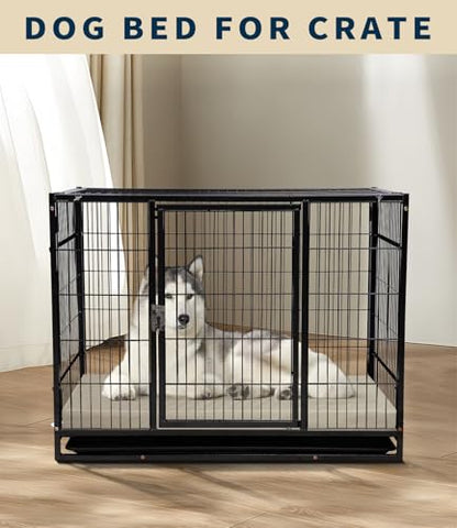 Waterproof Dog Bed for Crate Pad, Leather Pet Mat with Wipeable Removable Cover, Large Size Crate Mat - color: brown, size: 46"L x 28"W x 3"Th