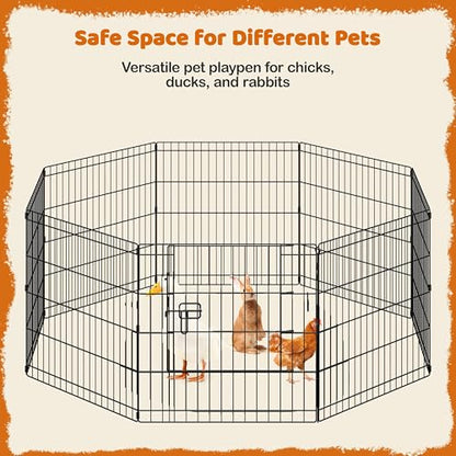 Yaheetech 24" High 8 Panel Foldable Metal Dog Exercise Pen Pet Playpen Dog Fence Outdoor & Indoor Use for Small Animals with Door Black - size: 24"