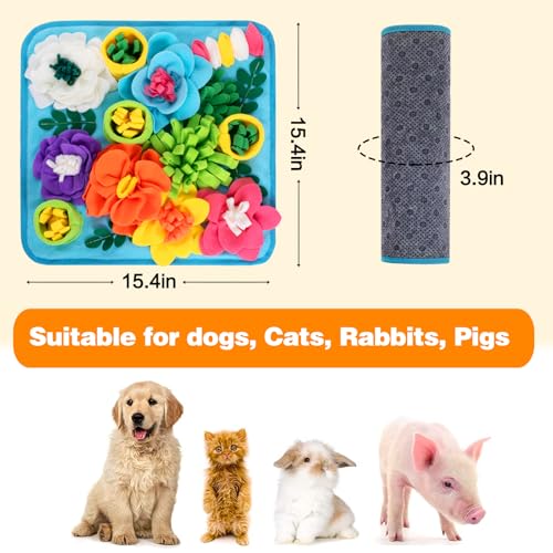 Snuffle Mat for Dogs, Sniff Mat Slow Feeding Mat for Small Pets Cats, Rabbits - Help Stress Relief and Training - Stimulate Your Pet's Foraging Skills! (Sky Blue) - color: Sky Blue