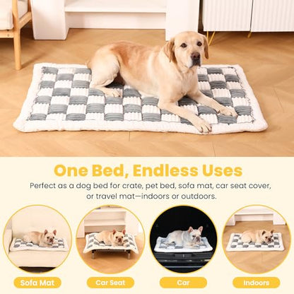 Dog Bed Mats Crate Pad for Small, Medium, Large Dogs, Washable Anti-Slip Pet Bed Mats, Cozy Warm Cat Beds Sleeping Pad (Bluegrey&White, 22.0" L x 13.0" W x 1.5" Th) - color: BlueGrey&White, size: 22.0"L x 13.0"W x 1.5"Th