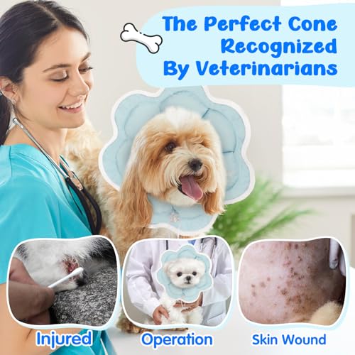 Soft Small Dog Cone Collar Alternative for Small Dogs(Adult Yorkshire Adult Chihuahua Pomeranian), Comfortable Dog Neck Recovery Cone, Adjustable Head Pillow Cone After Surgery to Stop Licking - size: S(Neck Girth:6.3"-9")