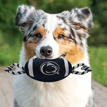 NCAA Penn State Nittany Lions Football Dog Toy, Tough Quality Nylon Materials, Strong Pull Ropes, Inner Squeaker, Collegiate Team Color - color: Penn State Nittany Lions
