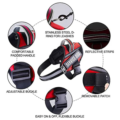Dog Vest Harness and Patches Set, Animire in Training Service Dog Harness with 10 Dog Patches, Reflective Dog Vest with Handle for Small, Medium, Large, and Extra-Large Dogs - color: Red, size: XX-SMALL (Chest:12-15 Inch)