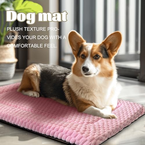 Dog Bed Crate Mat, Soft Durable Washable Anti-Slip Kennel Pad for Dogs & Cats, Reversible (Pink, S(24"*18"*1.5")) - color: Pink, size: S(24"*18"*1.5")