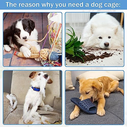 Dog Crates for Large Dogs Outdoor Indoor, Dog Cage Kennel Foldable Metal Wire Dog Crate with Leak-Proof Tray and Handle Double Door, Animal Pet Cage, 36 Inch - size: 36 INCH