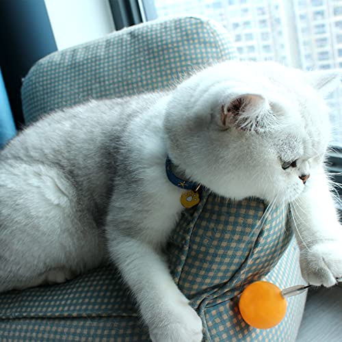 2 Pack Denim Breakaway Cat Collars with Bell Cat Paw Pendant Kitty Kitten Collars Blue Collar for Female Girl Cats Male Boy Cats Star Print - color: Blue