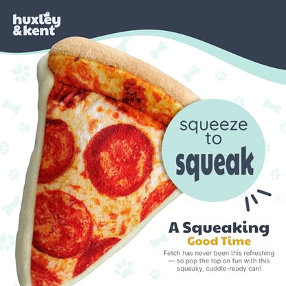 Huxley & Kent Funny Dog Toy w/Squeaker – Power Plush Squeaky Dog Toys for Small, Medium & Large Dogs – Soft Stuffed Animal for Indoor Play & Fetch - Pup-eroni Pizza, Small - size: Small, style: Puperoni Pizza