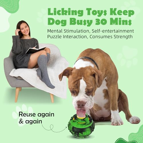 Dog Toys for Boredom - Frozen Treats Toy, Dog Toy Refillable Freezable Dog Food, Reduces Anxiety Chew Toy, Easy to Clean Interactive Dog Puzzle Toys, Treats Dispensing Dog Toys, 4-IN-1 Enrichment Toys - color: Green