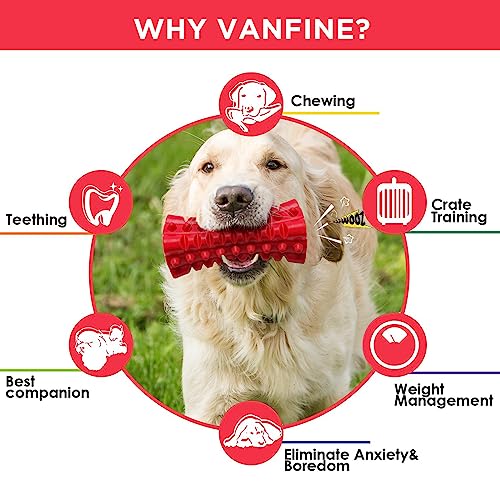 Indestructible Squeaky Dog Toy – Tough Rubber Chew Toy for Aggressive Large Dogs, Durable and Safe for Interactive Play - color: Red