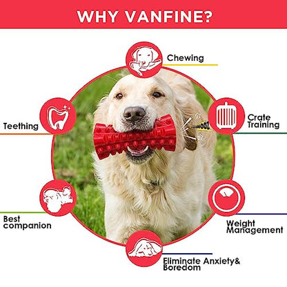 Indestructible Squeaky Dog Toy – Tough Rubber Chew Toy for Aggressive Large Dogs, Durable and Safe for Interactive Play - color: Red