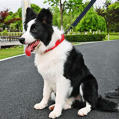 Cymiler Nylon Short Traffic Leash with Padded Handle, 3 Sizes - Small to Large, Reflective Threads - Black - color: Wide-Black