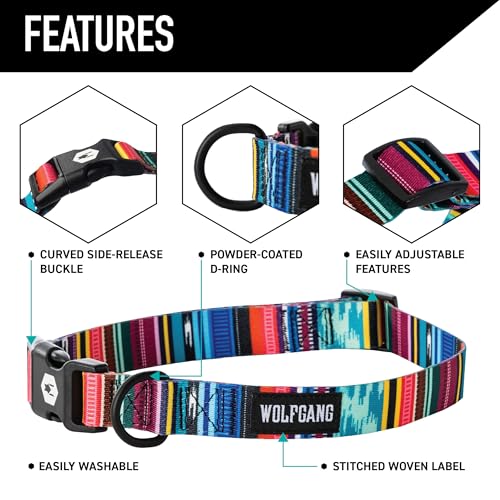 Wolfgang Heavy Duty Martingale Dog Collar with Quick Release Nylon Buckle for Walking & Training, Quetzal Print, Small - color: Quetzal Print, size: Small (5/8 Inch x 10-12 Inch)