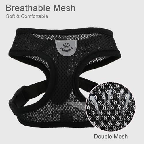 Pet Dog Vest Harnesses Puppy Cotton Polyester Adjustable Dog Mesh Harness Travel Chest Strap Vest Reflective (M, Black) - color: Black, size: M