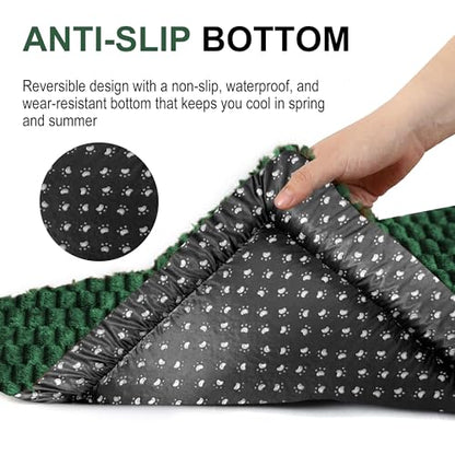Dog Bed Crate Mat, Soft Durable Washable Anti-Slip Kennel Pad for Dogs & Cats, Reversible (Dark Green, S(24"*18"*1.5")) - color: Dark Green, size: S(24"*18"*1.5")