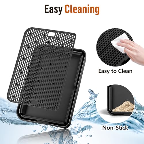 Large Cat Litter Box Step Mat, 16.5"x11.2" Cat Ramp Stairs, Cat Litter Catcher for Self-Cleaning Litter Box, Cats Pedal Step Stool Ideal for Kitten & Older Cats (Black) - color: Black Large