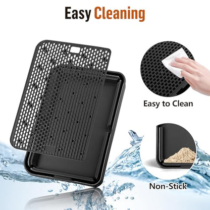Large Cat Litter Box Step Mat, 16.5"x11.2" Cat Ramp Stairs, Cat Litter Catcher for Self-Cleaning Litter Box, Cats Pedal Step Stool Ideal for Kitten & Older Cats (Black) - color: Black Large