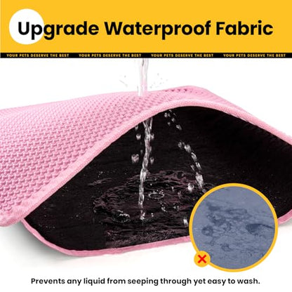 Cat Litter Mat New Size 23.6"x14.6" for Small Spaces, Upgrade Super Waterproof Back Layer Litter Box Mat, Non Slip, Durable, Soft on Paws Kitty Trapping Matt, Pink - color: Pink