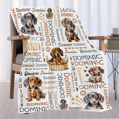 Aniruddha Custom Dachshund Personalized Baby Blanket,Custom Baby Blankets with Name for Kids,Toddler Kids Nursery,90x120 Family Size - color: Custom Baby Dachshund1, size: 90"x120"-Family Size