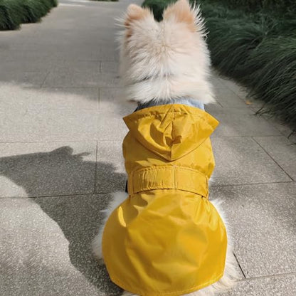 Dog Raincoat Dog Rain Jacket Poncho Waterproof Pet Rain Suit Double-Layered Breathable Lining Hooded Leash Hole Adjustable Puppy Small Medium Dogs,Yellow,L,Back Length 10.5-13.0 inches - color: Yellow, size: L:Back Length 10.5-13.0"