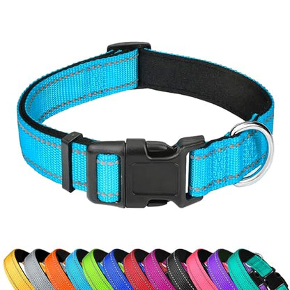 Reflective Dog Collar, Adjustable Soft Neoprene Padded Nylon Pet Collars with Buckle for Puppy and Small Dogs, Cats, Sky Blue,XS - color: Sky Blue, size: X-Small
