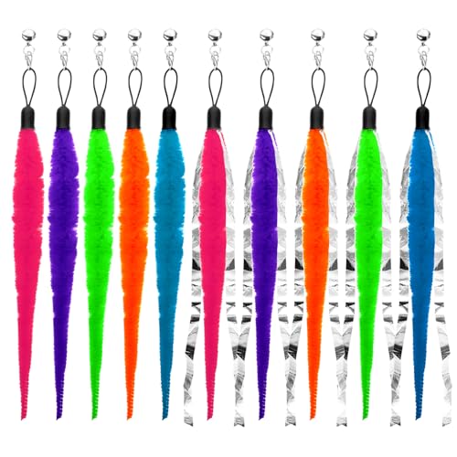 Worm Cat Toy with Foil, 10 PCS Cat Wand Attachments Worms Toy Interactive Cats Wand Attachments Worms Toys for Indoor Cats
