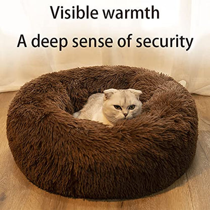 Premium Plush Donut Dog & Cat Bed - Warm & Soft, Anti-Anxiety, Non-Slip, Washable for Small/Medium/Large Dogs (Dark Gray) - color: Dark Gray, size: 19.5"50cm