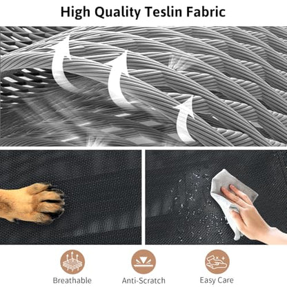 Foldable Elevated Dog Bed for Medium Sized Dogs, 36"x23"x7" Raised Pet Bed with No Setup, Outdoor Dog Bed with Breathable Mesh, Non-Slip Feet Durable Dog Cots Bed, Black