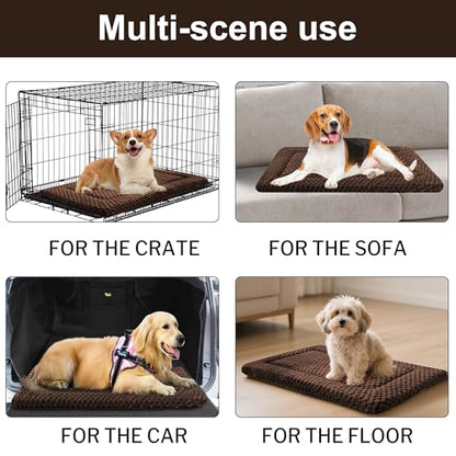 Dog Bed Crate Mat, Soft Durable Washable Anti-Slip Kennel Pad for Dogs & Cats, Reversible (Dark Brown, S(24"*18"*1.5")) - color: Dark Brown, size: S(24"*18"*1.5")