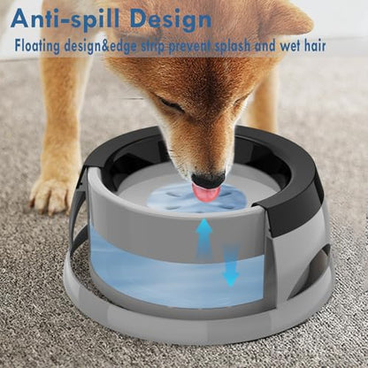 Dog Water Bowl, No Spill Cat Slow Feeder Water Dispenser Portable Vehicle Carried Car Travel Bowls for Small Medium Pets Sloppy Messy Drinkers 25oz, Grey - color: Grey