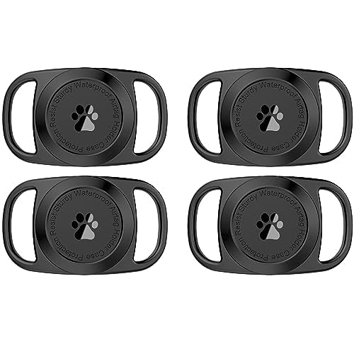 Airtag Dog Collar Holder, [4 Pack], Waterproof Protective Case for Apple AirTag, Durable & Lightweight with Full-Body Protection, Soft Silicone, Black - color: Black01-4Pack