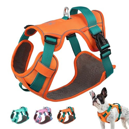 Durable Reflective Dog Harness - Adjustable Mesh Vest for All Breeds and Sizes(Pink,Large) - color: Pink, size: Large