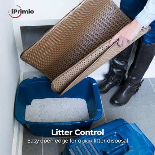 iPrimio Large Cat Litter Trapper Mat w/ Urine/Waterproof Layer - Larger Holes w/ Urine Puppy Pad Option - Cat Litter Mat, Light and Soft (Brown Color) - style: 30x23 - Brown