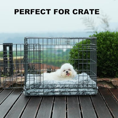 Bedfolks Waterproof Crate Bed, Plush Dog & Cat Bed with Removable Washable Cover, Faux Fur Kennel Pad, 21"x13", Dark Grey - color: Dark Grey, size: X-Small(21x13'')