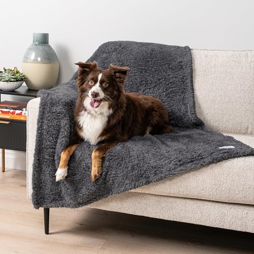 PetAmi Fluffy Waterproof Dog Blanket for Medium Large Dogs, Soft Warm Pet Sherpa Throw Pee Proof Couch Cover, Reversible Cat Bed Blanket Sofa Protector, Plush Washable Pad (Gray, 40x60) - color: Grey, size: Large (40x60)
