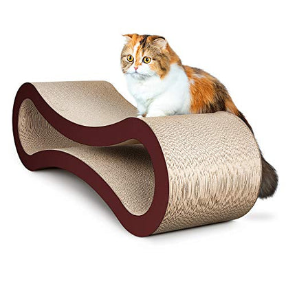 Simple Delxue Extra Large Cat Scratcher Cardboard Bed, 34" Horizontal Cat Scratcher Cardboard Lounge Bed, 100% Recyclable & Reversible Durable Board Pads Prevents Furniture Damage - color: Infinity Large