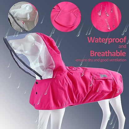Waterproof Dog Raincoat, Adjustable Reflective Lightweight Pet Rain Clothes with Poncho Hood (Small, Dark Pink) - color: Dark Pink, size: Small(9-13lb)