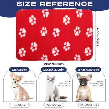Chumia 28 Pieces Puppy Blanket Bulk Small Fleece Pet Blanket for Puppy Dogs Kitten Cats Pets Soft Warm Paw Print Sleep Mat Bed Covers, 28 Styles(15.75 x 23.63 Inch) - size: 15.75 x 23.63 Inch