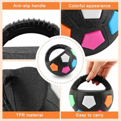 Dog Calming Ball with Handle Pet Dog Football Shape Toy Squeaky Floating Rubber Ball Floating Fetch Balls for Anxiety Relief in Small Medium Large Dogs(Color:Black) - color: Black