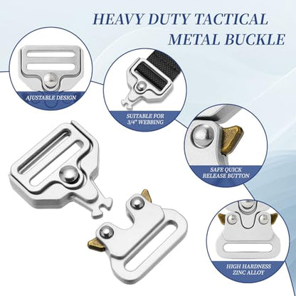 DEVPSISR Tactical Buckle Replacement 2 pack,Metal Buckle Clip for Dog Collar, Keychain, Hunting Belt Bags - color: 3/4 Inch Silver 2pcs, size: 3/4 Inch