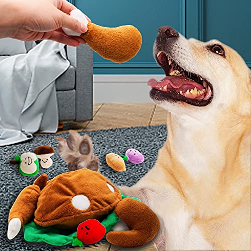 Hide and Seek Dog Toys, Turkey Squeaky Interactive Puzzle Dog Toys for Boredom and Stimulation, Dog Enrichment Toys for Small and Medium Dogs - style: J-Turkey