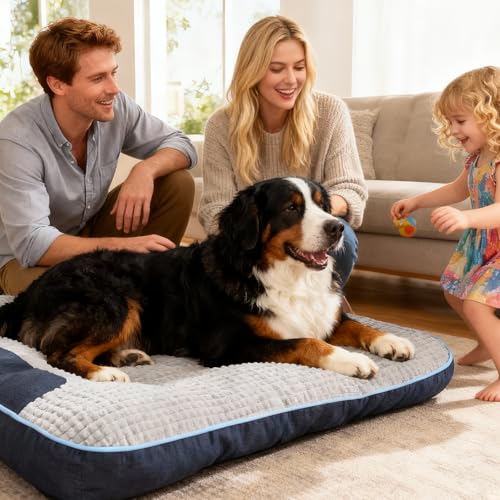 Orthopedic Dog Bed for Medium Dogs, Rectangle 32"x25"x7", Durable Warm Soft Plush Pet Couch Bed, High-Density Sponge Joint Relief, Calming Anti-Anxiety Dog Crate Pad with Non-Slip Bottom - size: M( 32"L x 25"W x 7"Th)
