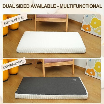 EMPSIGN Dog Crate Pad - Reversible Kennel Bed, Machine Washable, Soft White Plush Sleeping Bed for Small Medium Large Dogs, All-Season Pet Bed, 47"x 29"x 3"